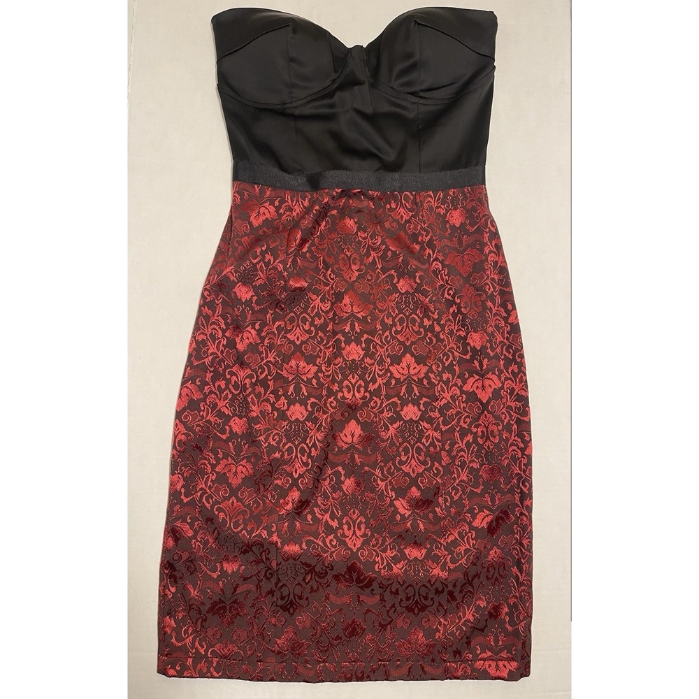 Strapless Black And Red‎ Dress Size Small Padded Built In Bra